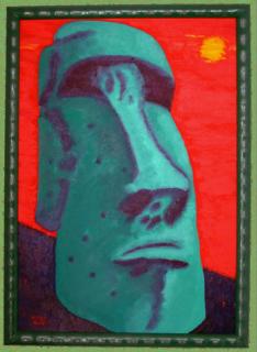 Moai, Großes Ölfarbenbild (100 x 70 cm)